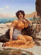 John William Godward With Violets Wreathed and Robe of Saffron Hue Germany oil painting artist